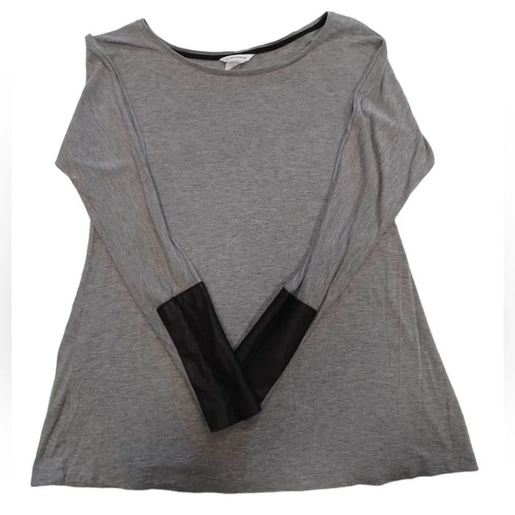 Club Monaco Faux Leather Accent Jersey Knit  Long Sleeve Size XS - Picture 6 of 10